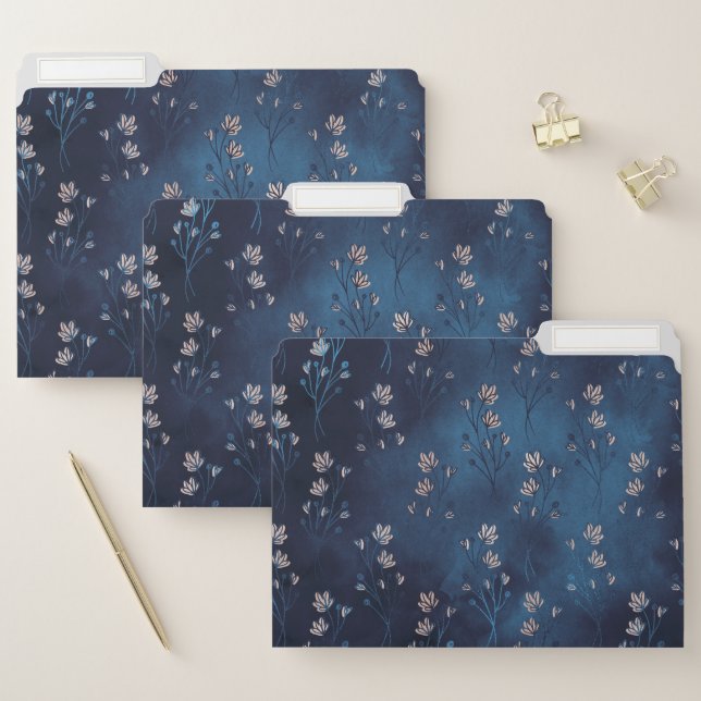 Glam File Folders in Indigo & Cream Florals (Set)