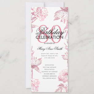 Glam Floral 80th Birthday Program Rose Gold Menu
