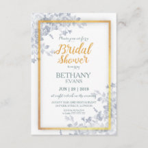 Glam Flower Gold Frame Calligraphy Bridal Shower