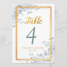 Glam Flowers Gold Frame Calligraphy Table Number
