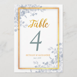 Glam Flowers Gold Frame Calligraphy Table Number
