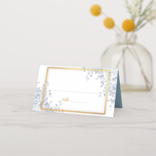 Glam Flowers Gold Frame Wedding Place Card