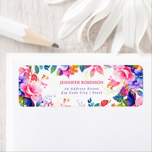 Glam Garden Watercolor Floral Birthday Party  Label