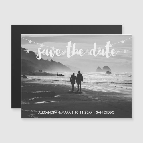Glam Garland of Stars Photo Wedding Save the Date Magnetic Invitation