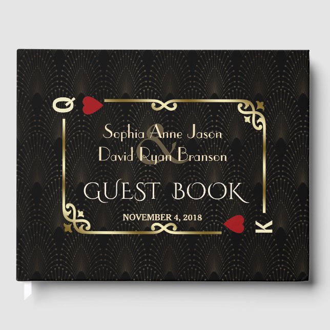 Glam Gatsby Casino Las Vegas Poker Wedding Guest Book (Front)