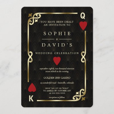 Glam Gatsby Casino Las Vegas Poker Wedding Invitation