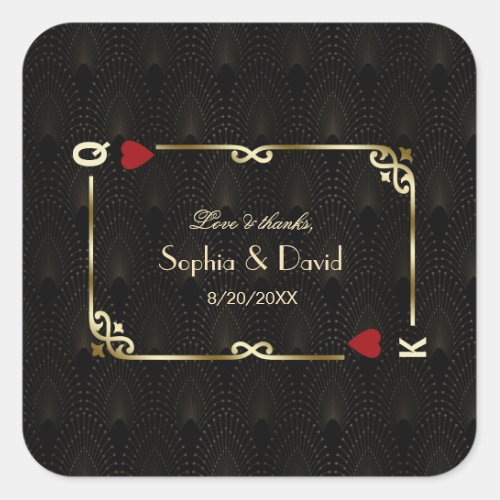 Glam Gatsby Casino Las Vegas Poker Wedding Square Sticker