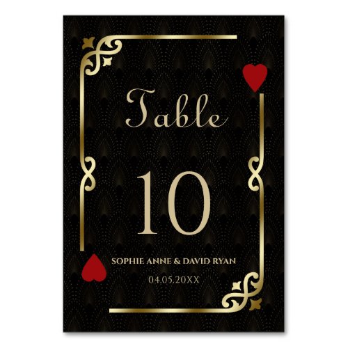 Glam Gatsby Casino Las Vegas Poker Wedding Table Number