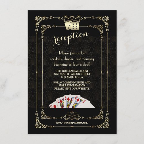 Glam Gatsby Casino Vegas Wedding Reception Enclosure Card
