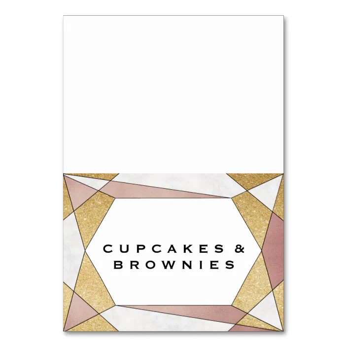 Glam Geometric Diamond Buffet Food Labels Table Number | Zazzle
