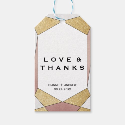 Glam Geometric Diamond Love  Thanks Gift Tags