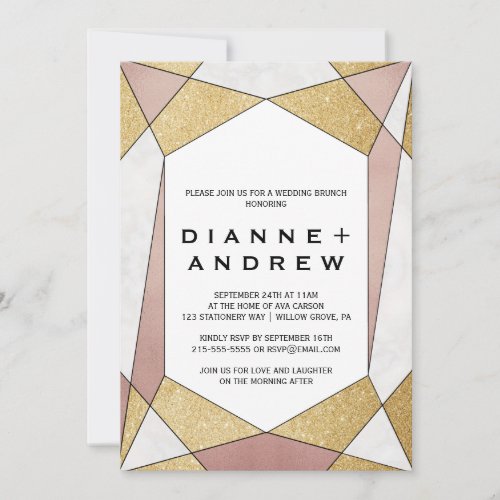 Glam Geometric Diamond Wedding Brunch Invitation