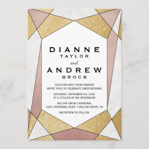 Glam Geometric Diamond Wedding Invitation