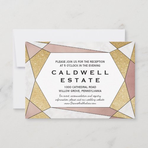 Glam Geometric Diamond Wedding Reception Insert Invitation