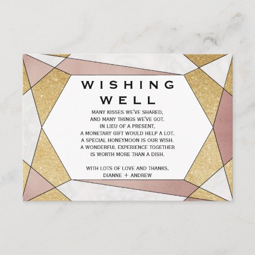 Glam Geometric Diamond Wedding Wishing Well Enclosure Card