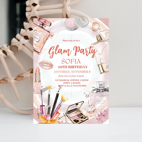 Glam Girl Party Birthday Spa Invitation