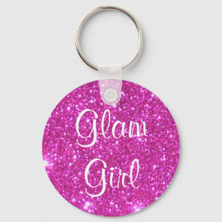 Glam Girl Pink Sparkle Sparkly Glitter Girly Gifts Keychain