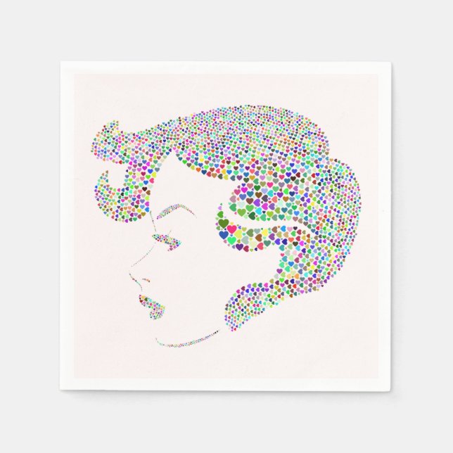 Glam girl with hearts napkins (Front)