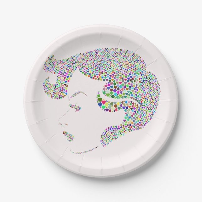 Glam girl with hearts paper plates (Front)