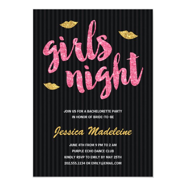 Glam Girls Night | Glitter Look Bachelorette Party Invitation