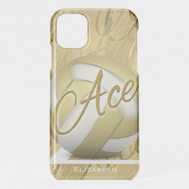 glam girls volleyball golden Ace serve typography Uncommon iPhone Case (Back)