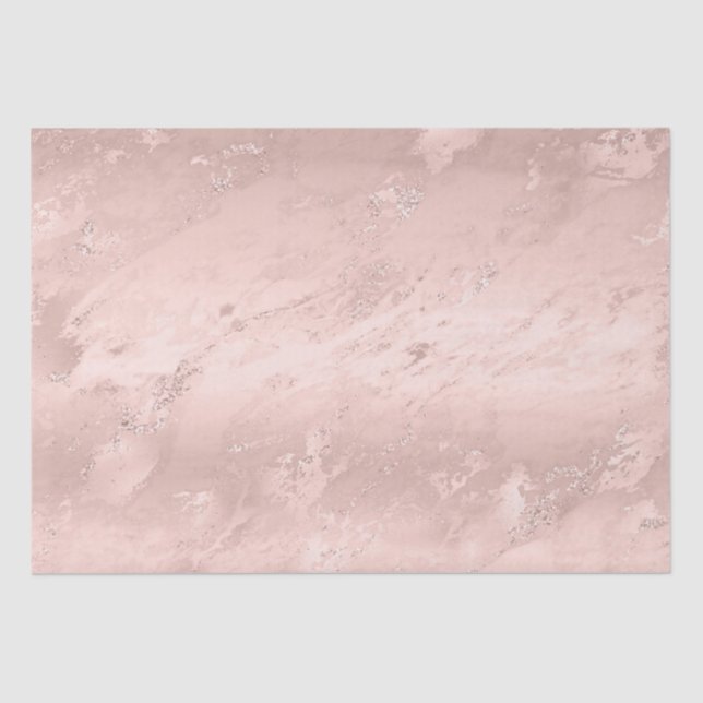 Glam Girly Blush Pink Glitzy Marble Tissue Paper (Front)