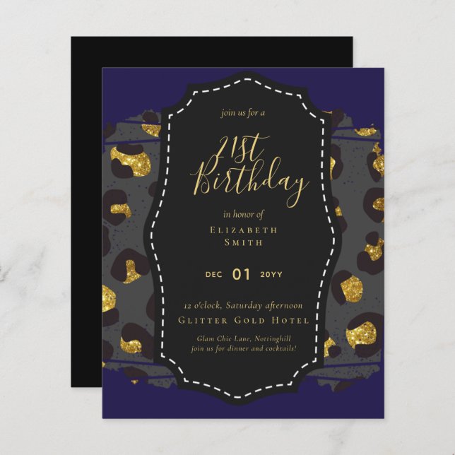 Glam Girly Glitter 21st birthday (or other) Invite (Front/Back)