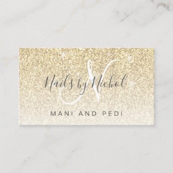 Glam Girly Gold Glitter Mani Pedi Nail Studio Business Card by epclarke at Zazzle
