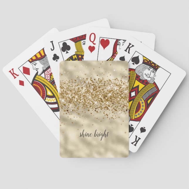 Glam Girly Gold Glitter Sparkle Confetti Poker Cards (Back)