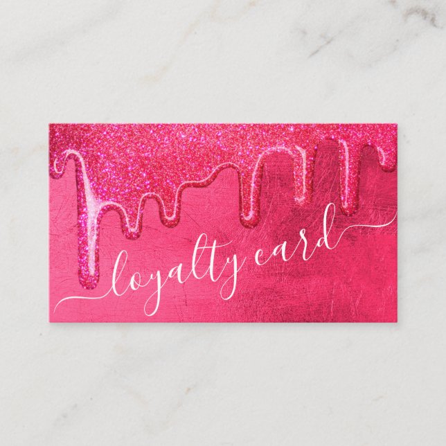 Glam Girly Neon Pink Thick Glitter Drips Loyalty (Front)
