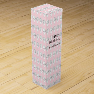 Glam Girly Pink Tiffany Theme White Bow Wine Box