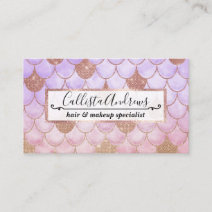 Glam Girly Rose Gold Glitter Mermaid Scales Business Card