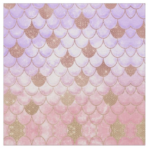 Glam Girly Rose Gold Glitter Mermaid Scales Fabric