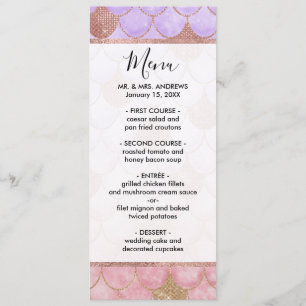 Glam Girly Rose Gold Glitter Mermaid Scales Menu