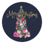 Glam Girly Shoes Purse Makeup Christmas Tree Classic Round Sticker