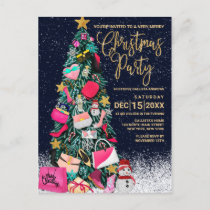 Glam Girly Shoes Purse Makeup Christmas Tree Holiday Postcard