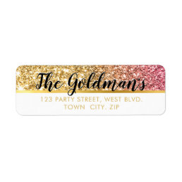 GLAM glamorous cool luxe pink gold glitter Label