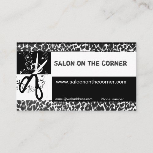 Wild Scissors Leopard Print Salon Business Card Templates