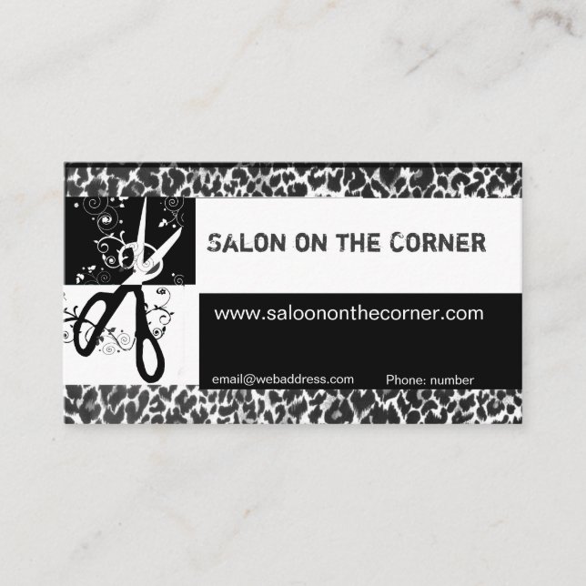 Glam Glamorous  Scissor Wild Leopard Print Pattern Appointment Card (Front)