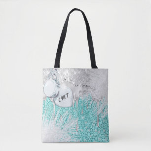 Glam Glitter Blue Sparkle Tote Bag
