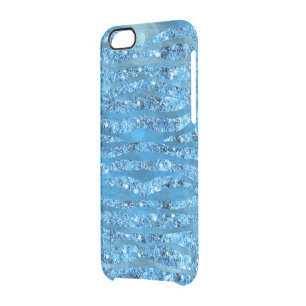 Glam Glitter Blue Zebra Stripes iPhone 6 Case