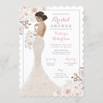 Glam Glitter Bride In Gown Bridal Shower Invitation by partypapercreations at Zazzle