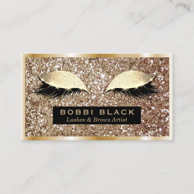 Glam Glitter Eyelash Extensions Makeup Artist Business Card (Front)