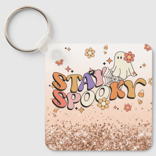 Glam Glitter Girly Halloween Stay Spooky Keychain