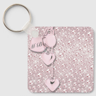 Glam Glitter Girly Pink Keychain