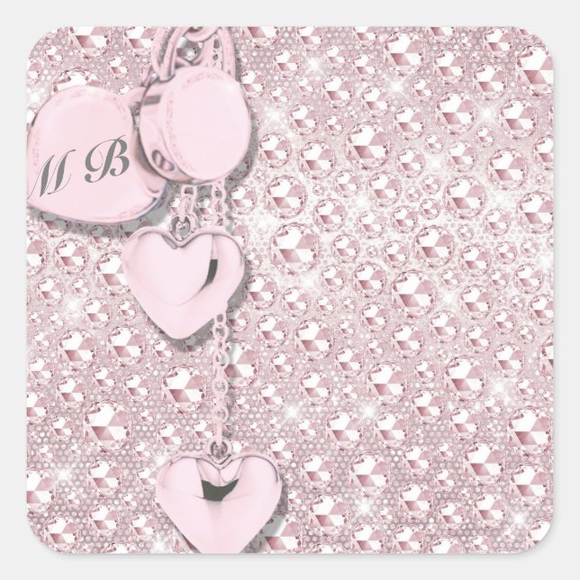 Glam Glitter Girly Pink Square Sticker (Front)