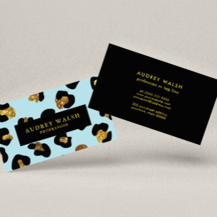 Glam Glitter Gold Aqua Leopard print  Luxury Business Card