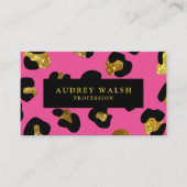 Glam Glitter Gold Fuchsia Leopard print  Luxury Business Card (Front)