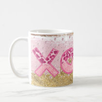 Glam Glitter Gold Pink Luxe XOXO Valentines Coffee Mug