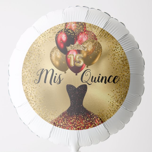 Glam Glitter Gold Quinceanera Mis Quince Balloon (Front)